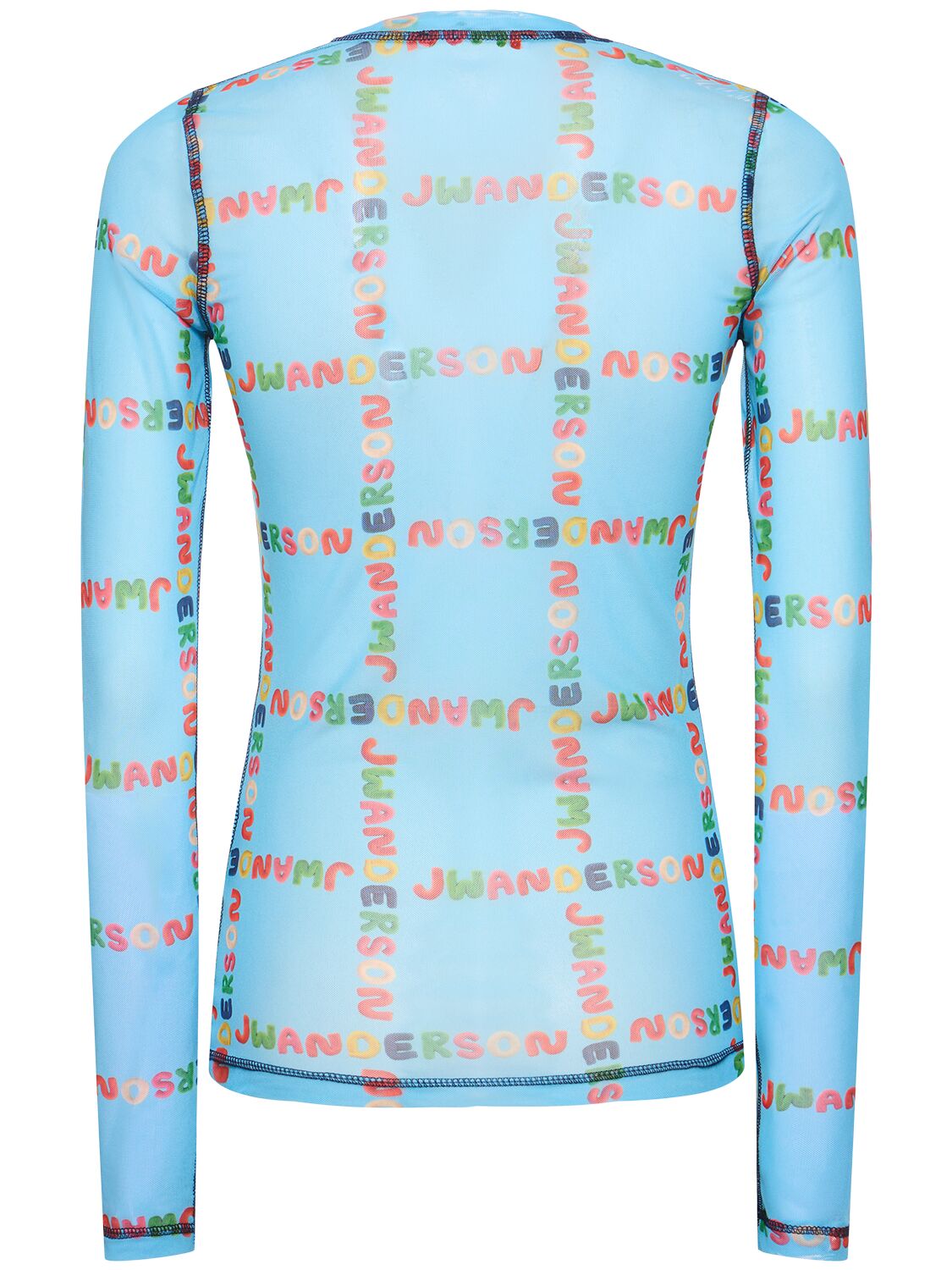 Shop Jw Anderson Printed Mesh Long Sleeve Top In Multi,light Blue
