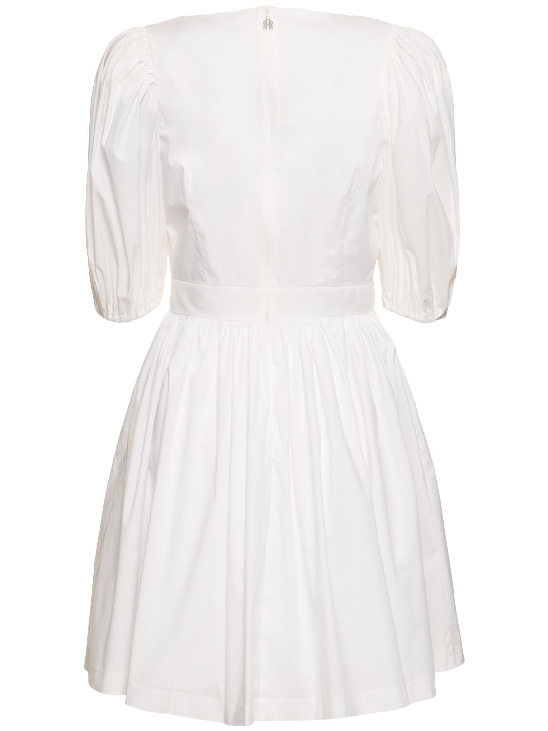 Shop Rotate Birger Christensen Marie Puff Sleeve Cotton Mini Dress In White