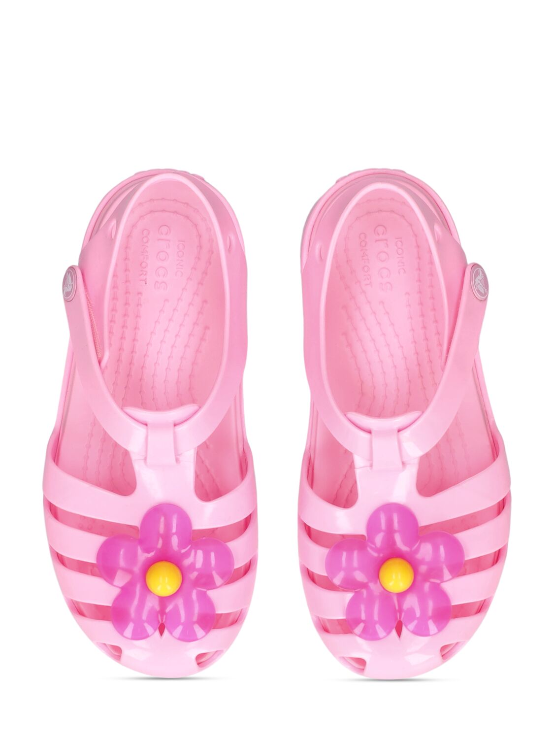 Shop Crocs Isabella Rubber Sandals W/ Patch In Pink
