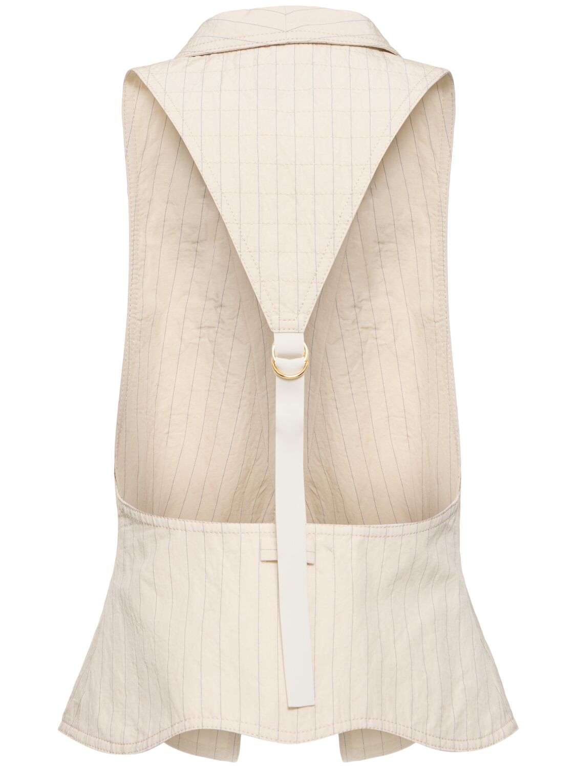 Shop Giorgio Armani Cotton Blend Sleeveless Vest W/ Cutouts In Beige