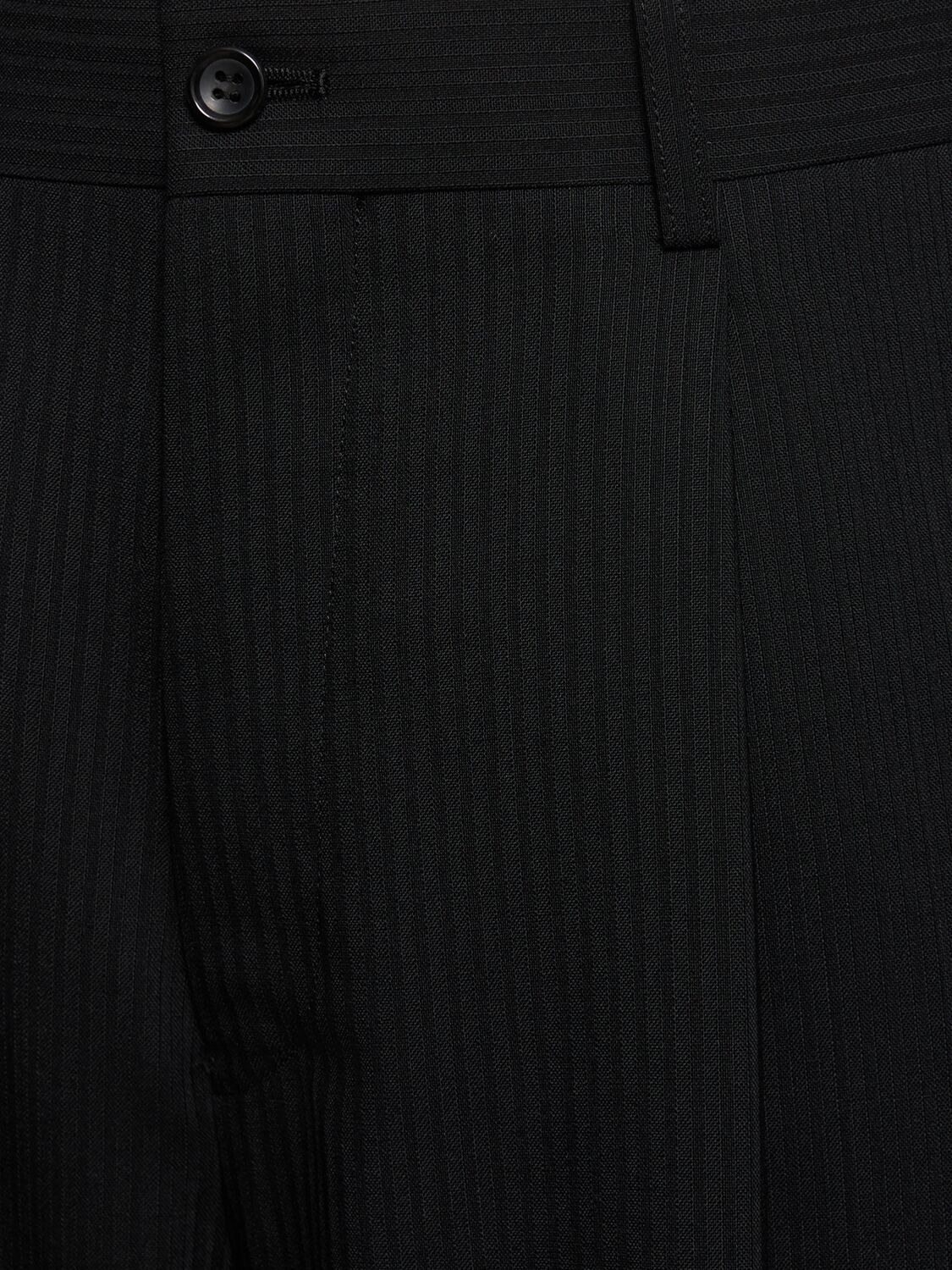 Shop Comme Des Garçons Striped Wool Pants In Black