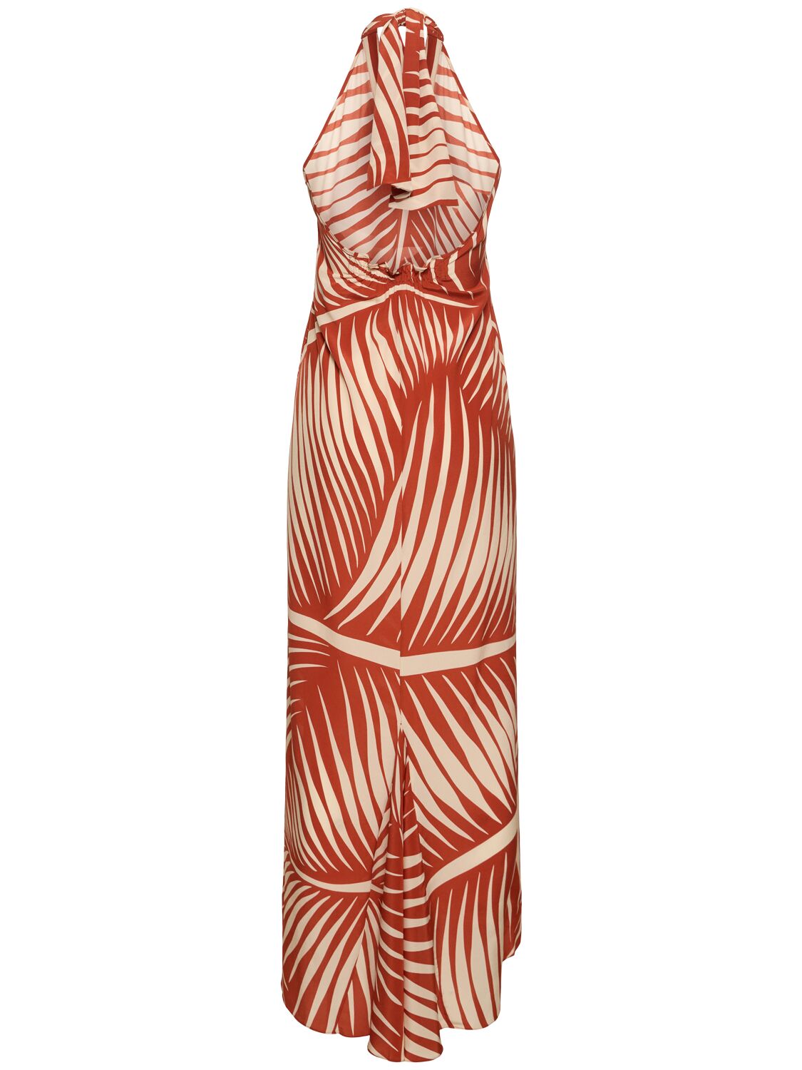 Johanna Ortiz Printed Silk Crepe Long Dress In Red,beige