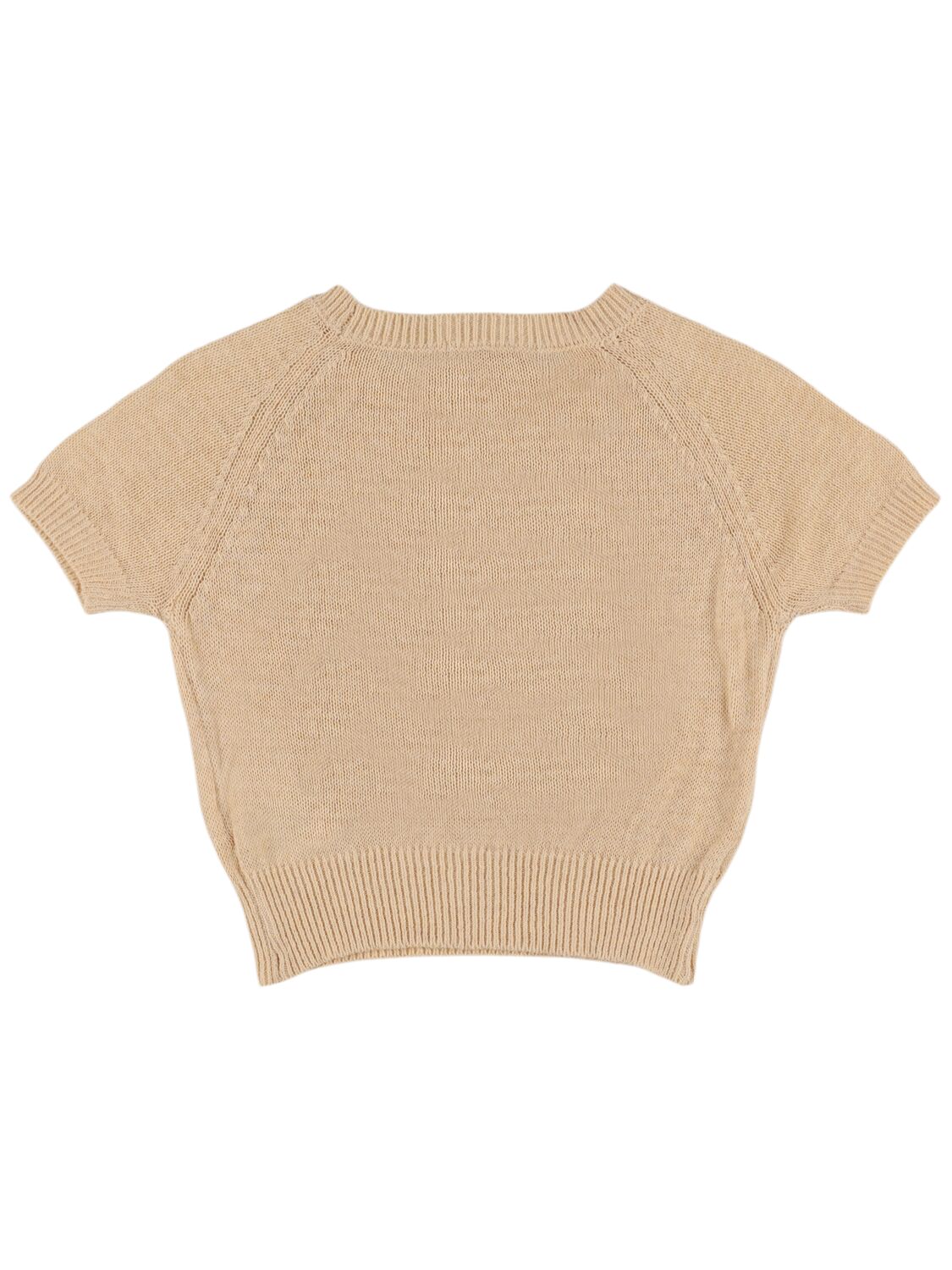 Shop Jellymallow Short Sleeve Knit Sweater In Beige