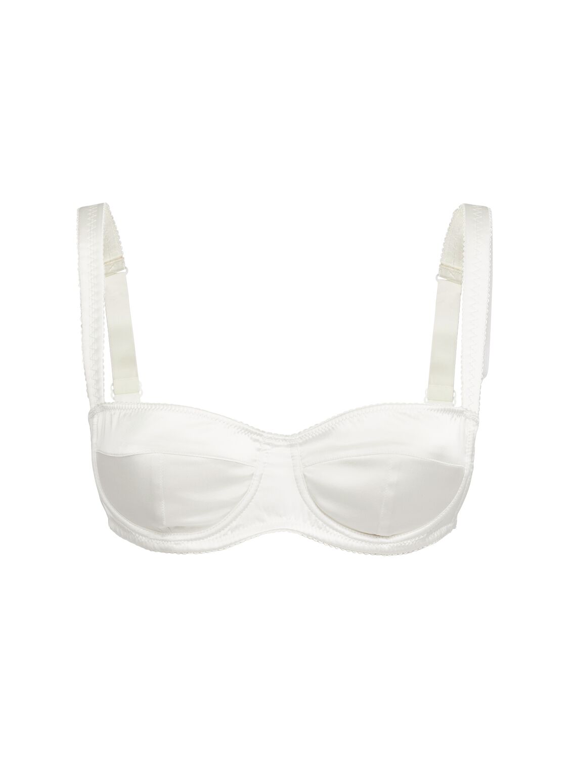 Dolce & Gabbana Silk Satin Stretch Underwire Bra W/lace In White