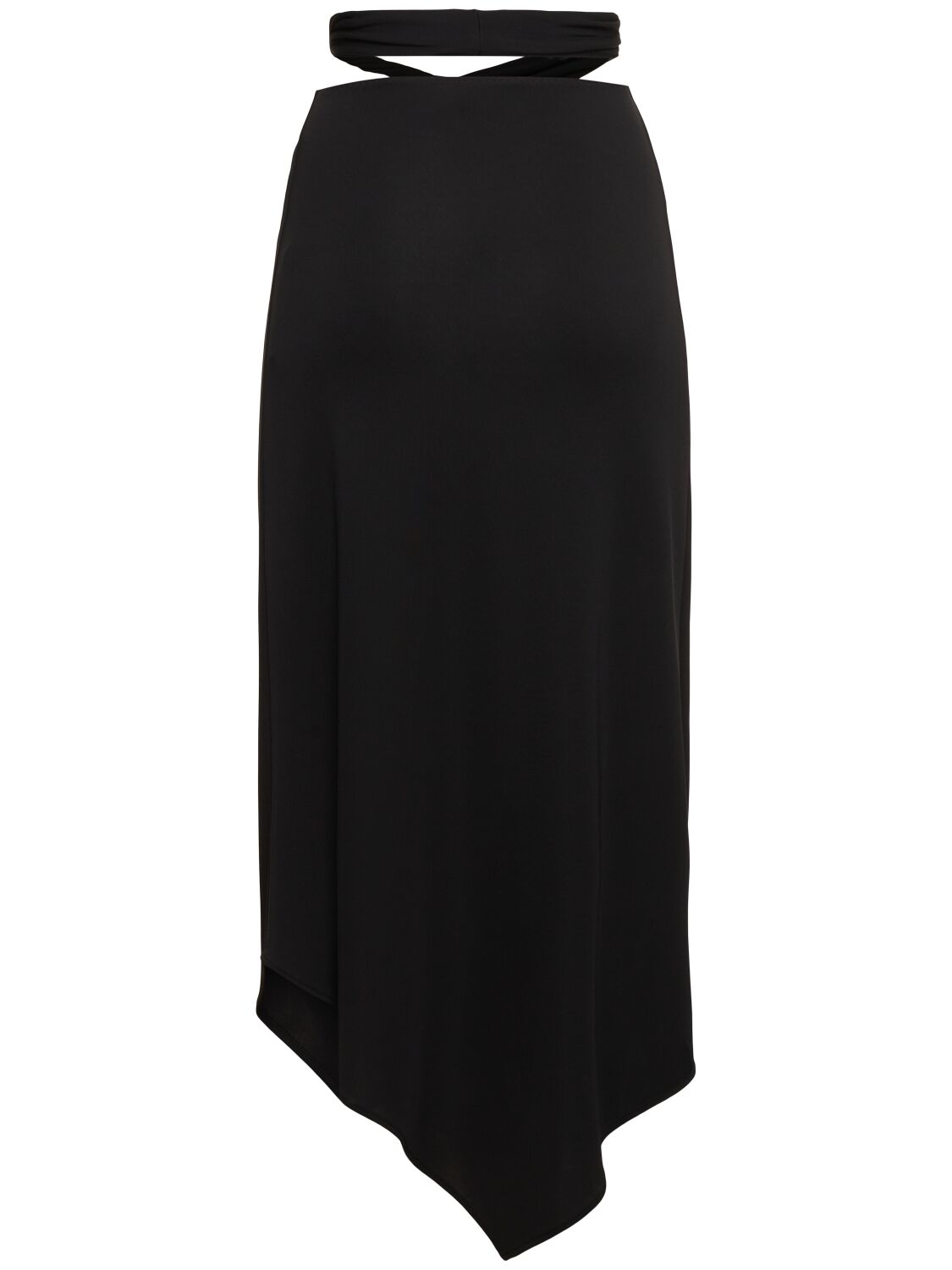 Shop Alessandro Vigilante Fluid Jersey Crossed Waist Midi Skirt In Black
