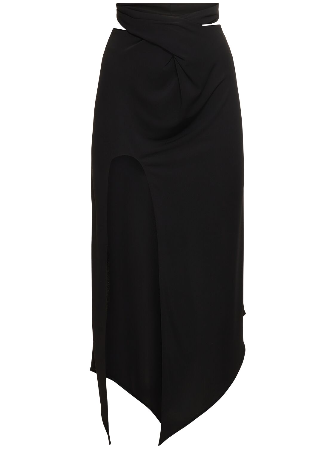 Alessandro Vigilante Fluid Jersey Crossed Waist Midi Skirt In Black