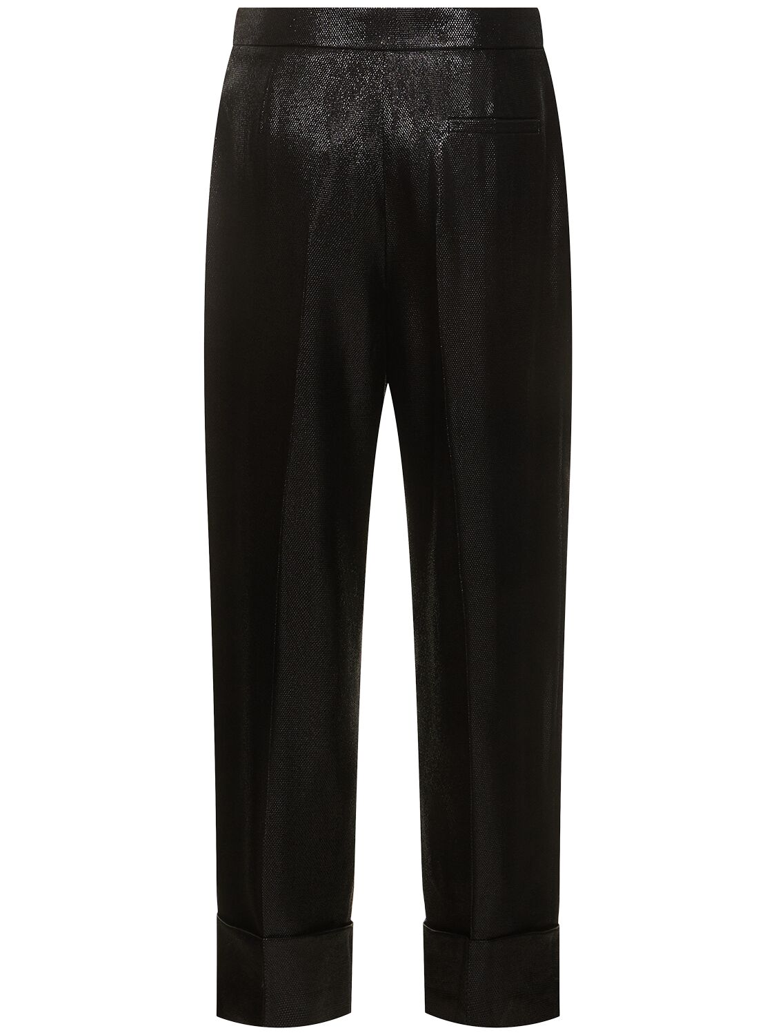 Shop Giorgio Armani Fluid Texture Lurex High Waist Pants In Black