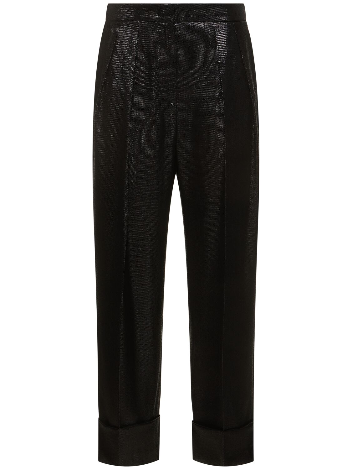 Giorgio Armani Fluid Texture Lurex High Waist Trousers In Black