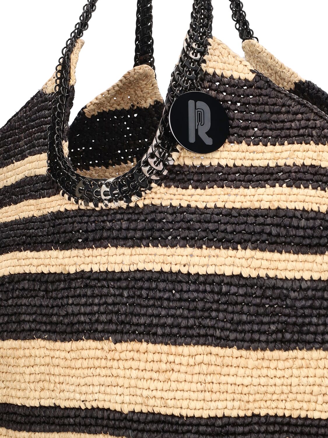 Shop Rabanne Cabas Raffia Tote Bag In Natural,black