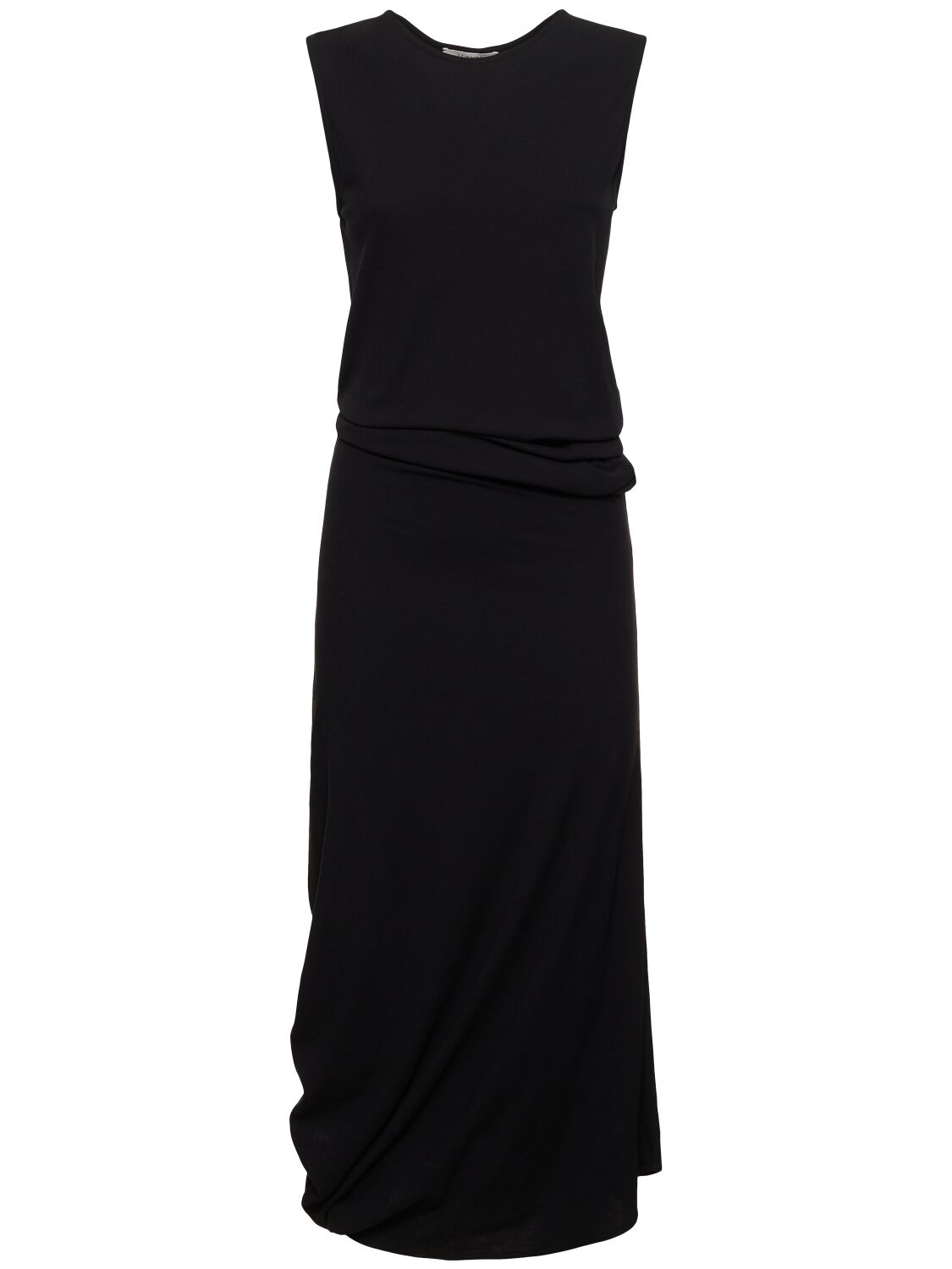 Shop Lemaire Fitted Twisted Cotton Midi Dress In Black