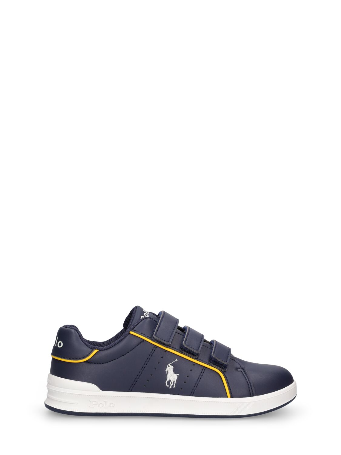 Ralph Lauren Kids' Logo Faux Leather Strap Sneakers In Blue