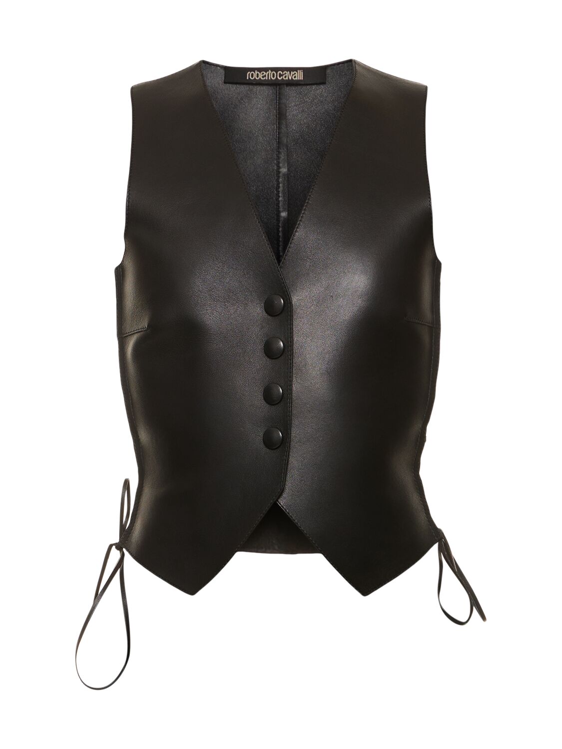 Roberto Cavalli Leather Vest In Black