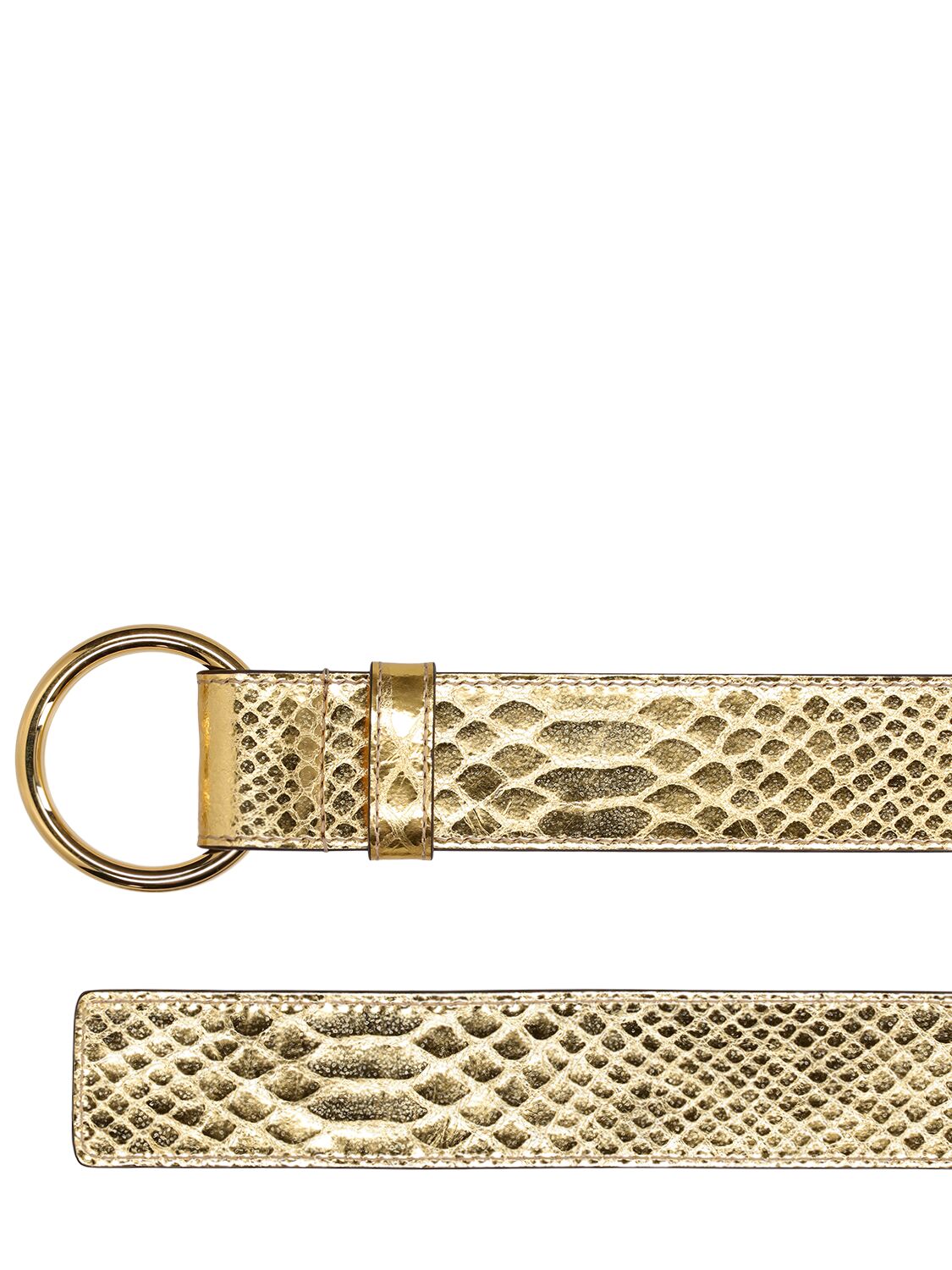 Shop Michael Kors Jackie Leather Belt In Gold