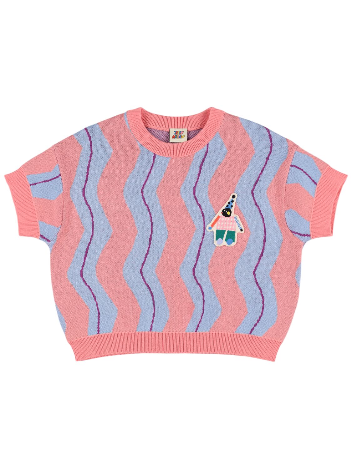 Jellymallow Kids' Short Sleeve Knit Cotton Jumper In Pink,multi