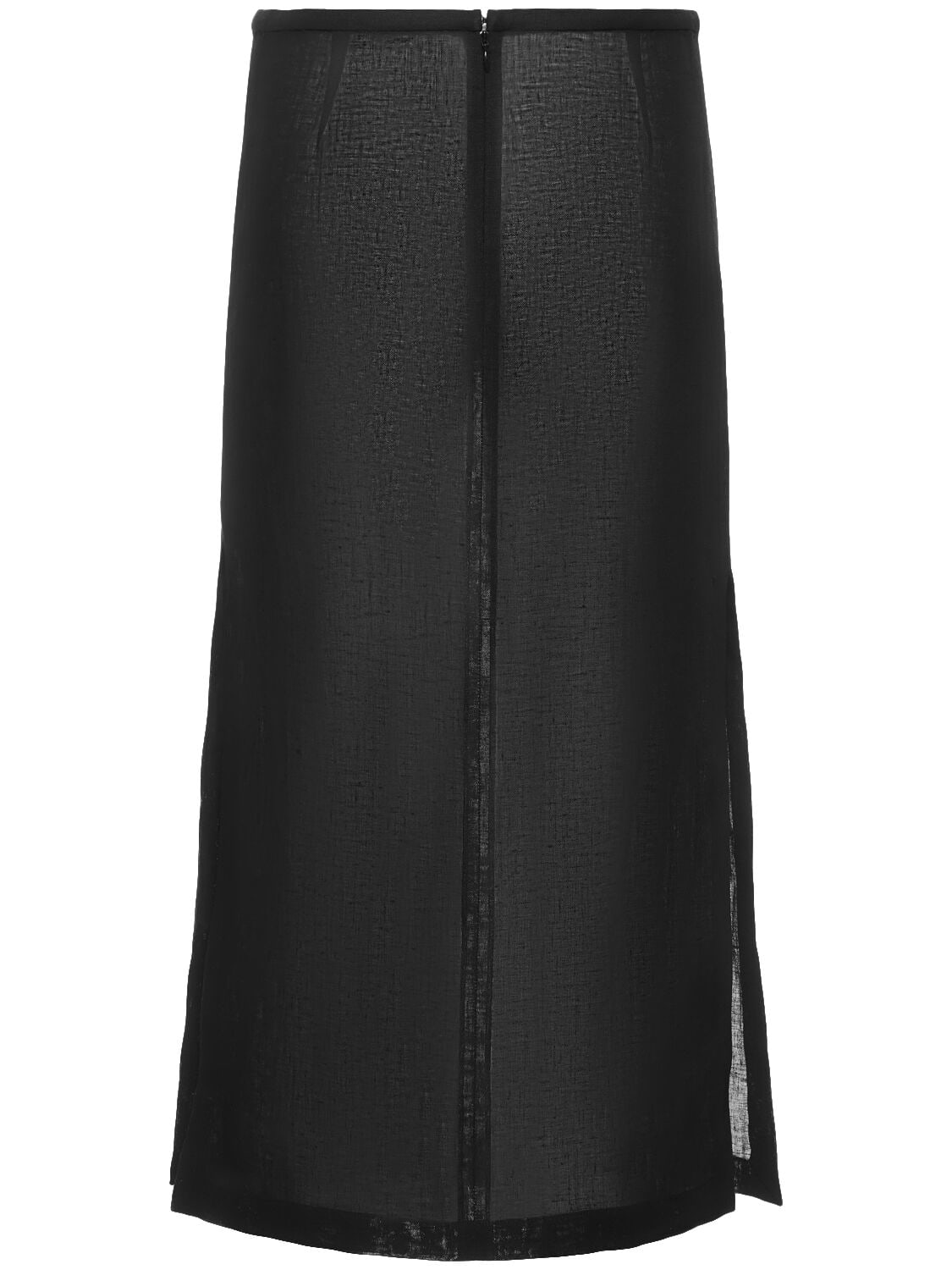 Shop Michael Kors Crepe Side Slit Midi Skirt In Black