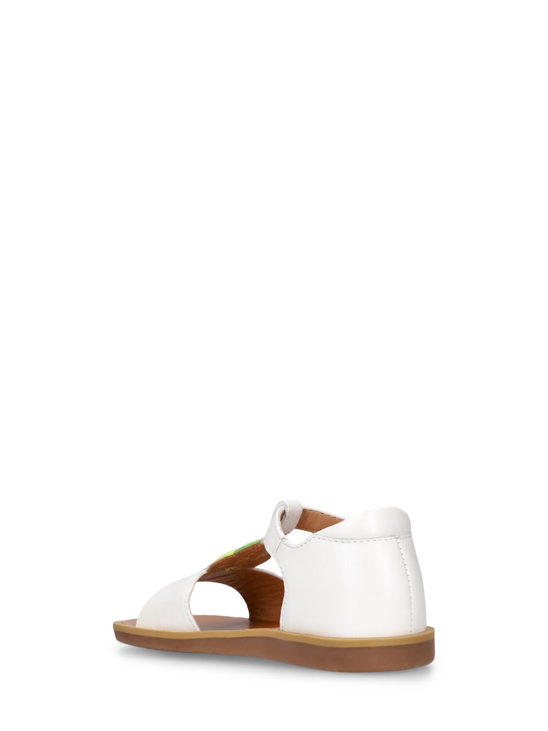Shop Pom D'api Ice Cream Leather Sandals W/ Glitter In White
