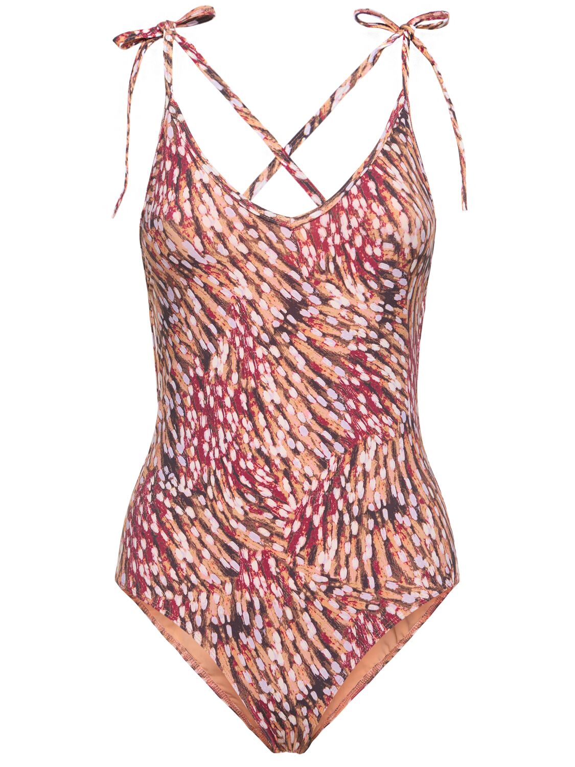 Isabel Marant Swan Printed One Piece Swimsuit In 红色