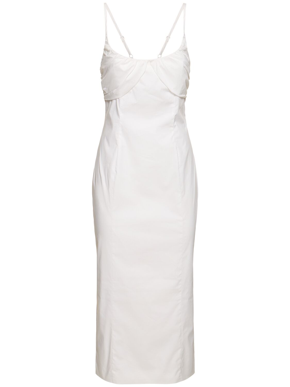 Image of Geralda Ruched Cup Cotton Midi Dress