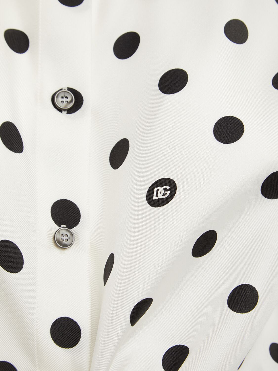 Shop Dolce & Gabbana Polka Dots Logo Printed Silk Twill Shirt In Black,white