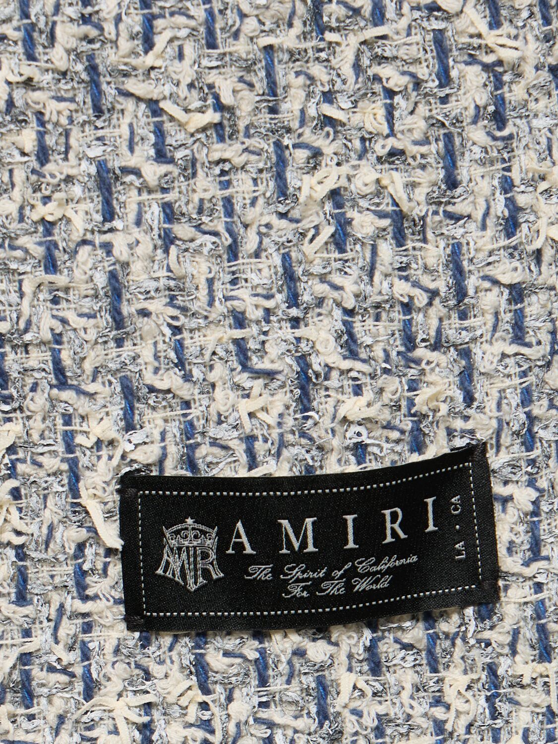 Shop Amiri Cotton Blend Bouclé Tweed Shorts In 블루