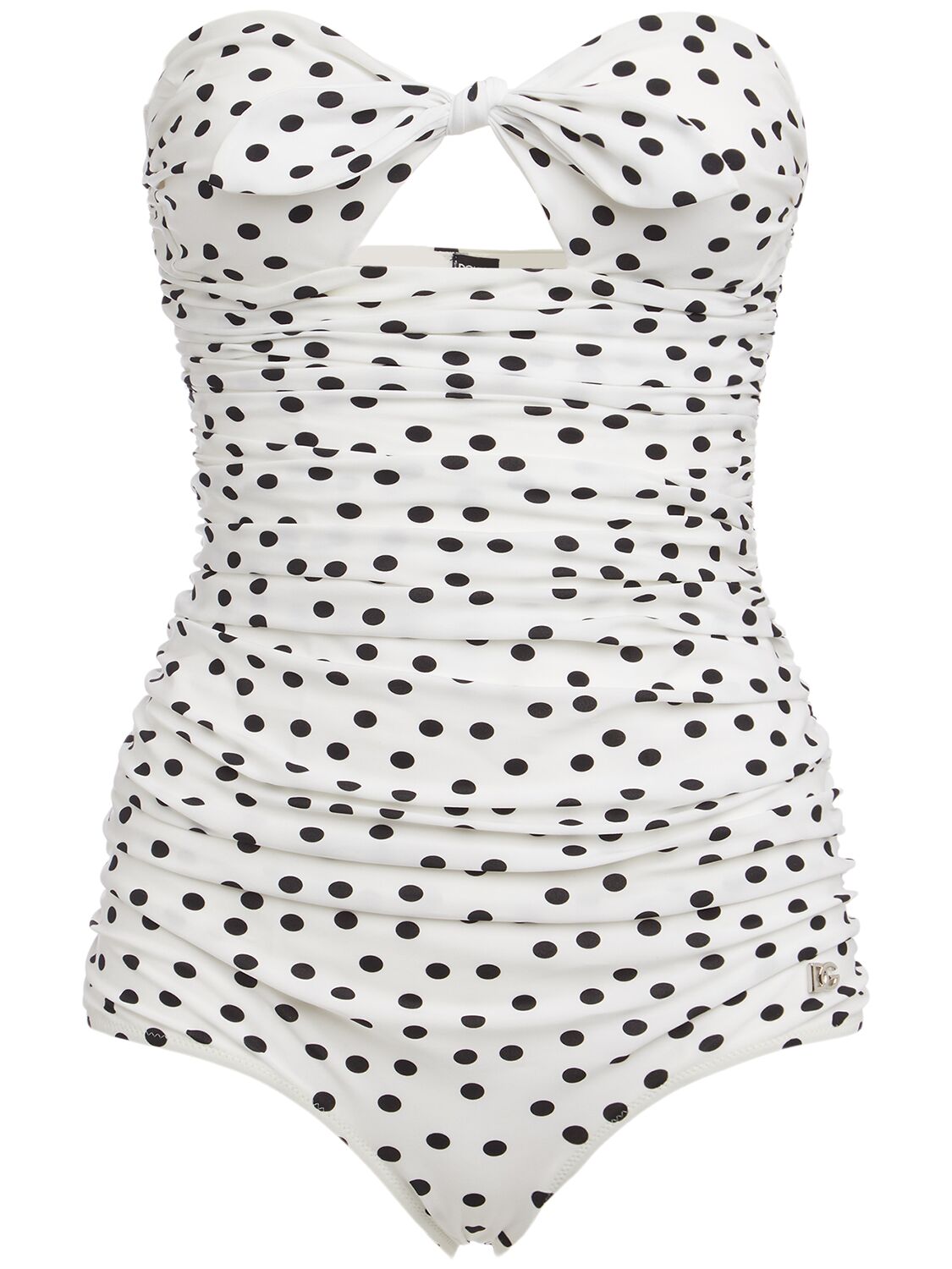 Dolce & Gabbana Polka Dots One-piece Swimsuit In Black,white