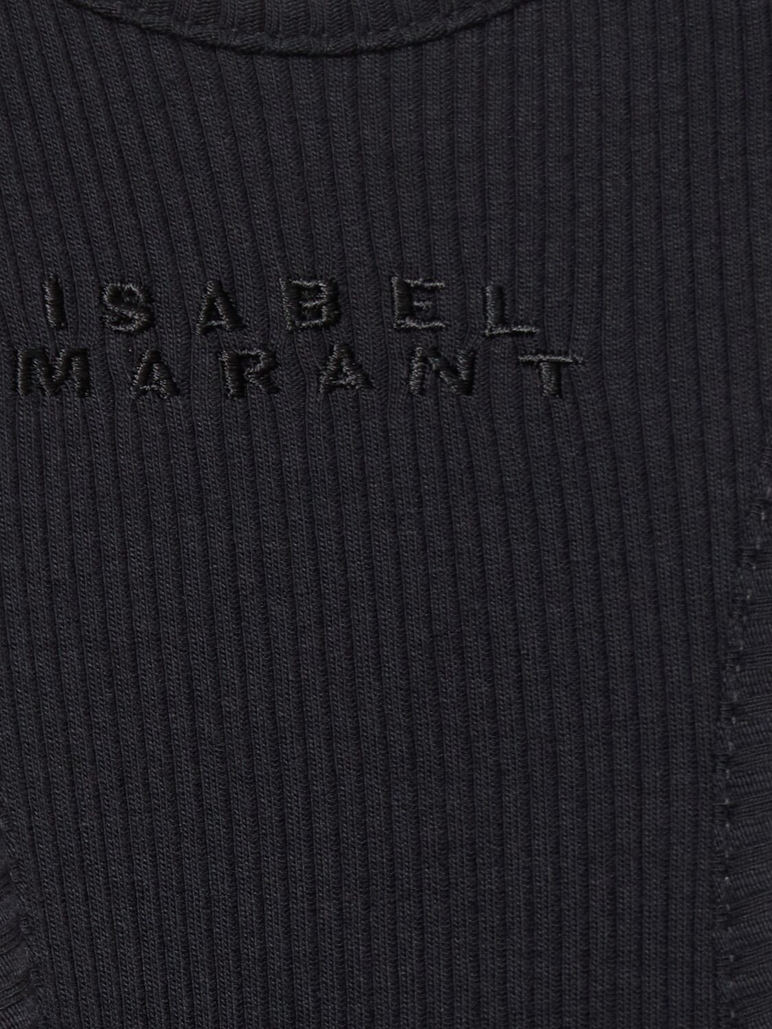 Shop Isabel Marant Tenesy Racerback Cotton Top In Black