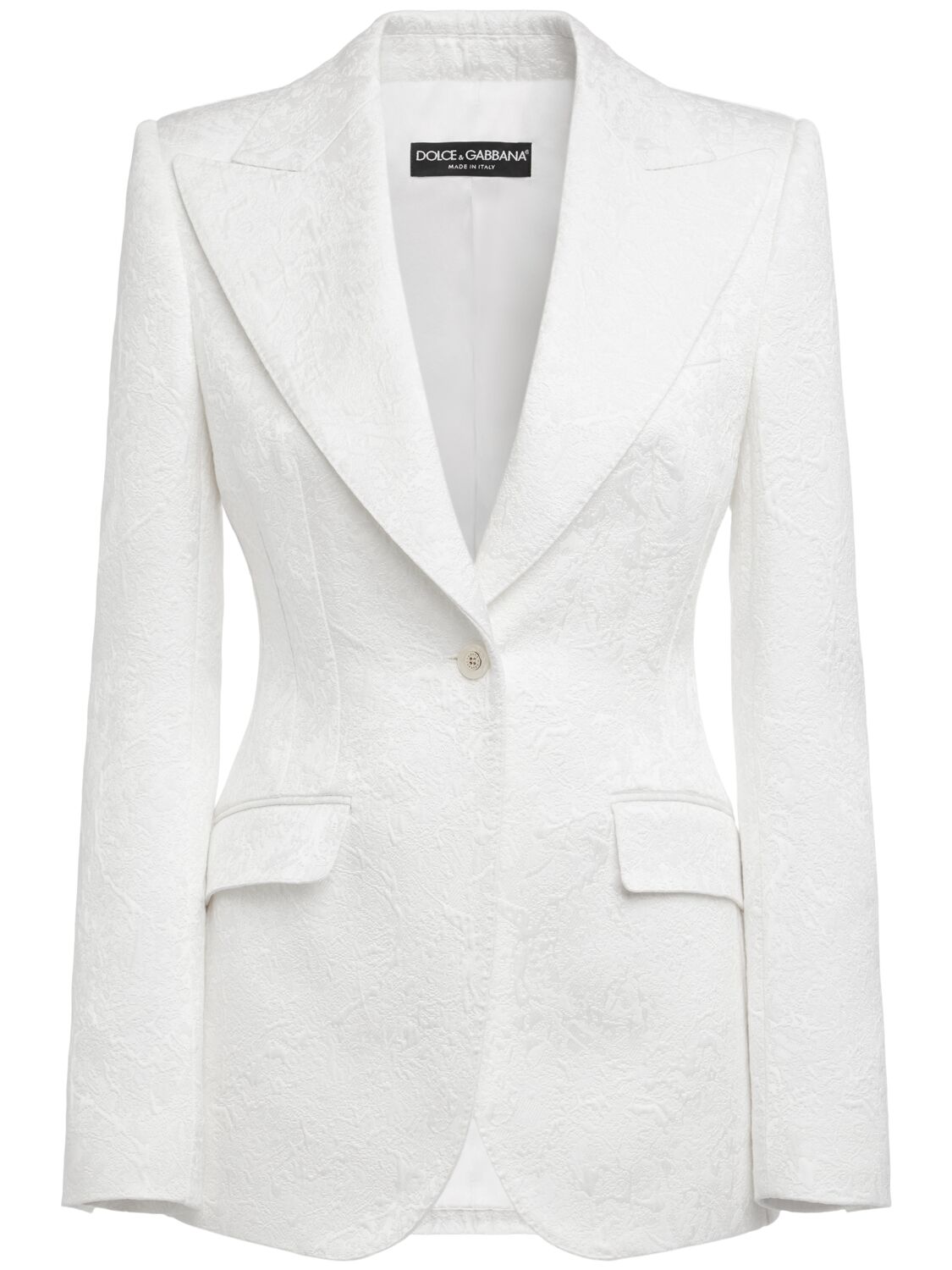 Dolce & Gabbana Single Breasted Cotton Blend Jacket In White