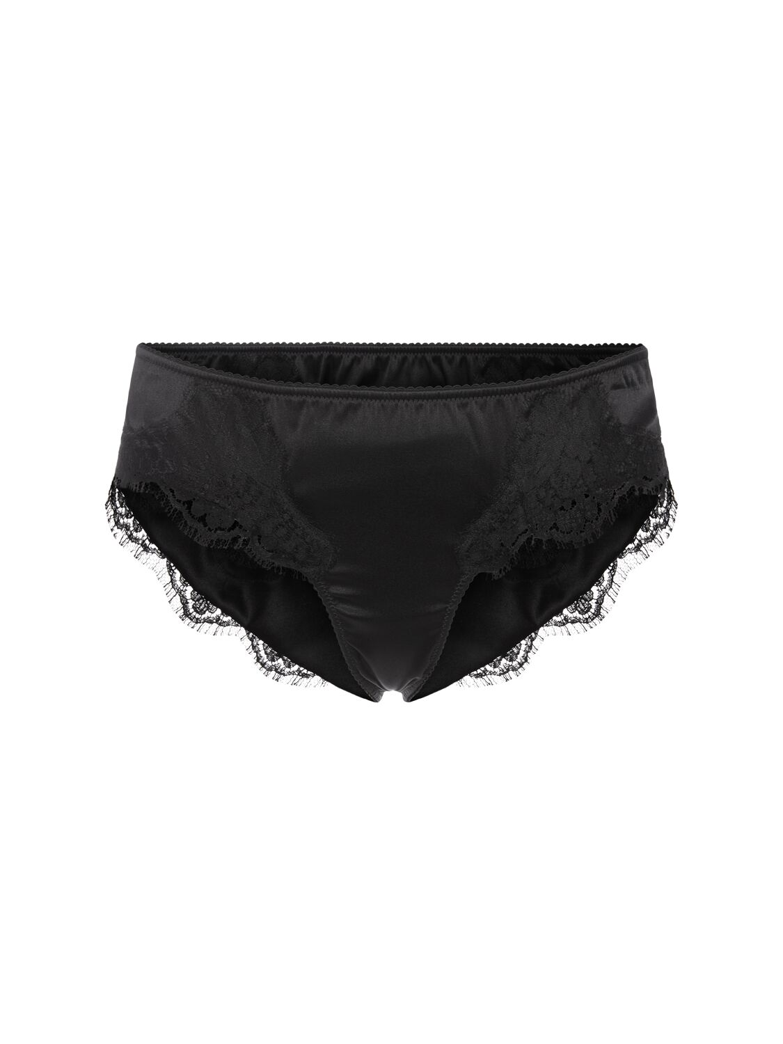 Dolce & Gabbana Silk Satin Briefs W/lace Detail In Black