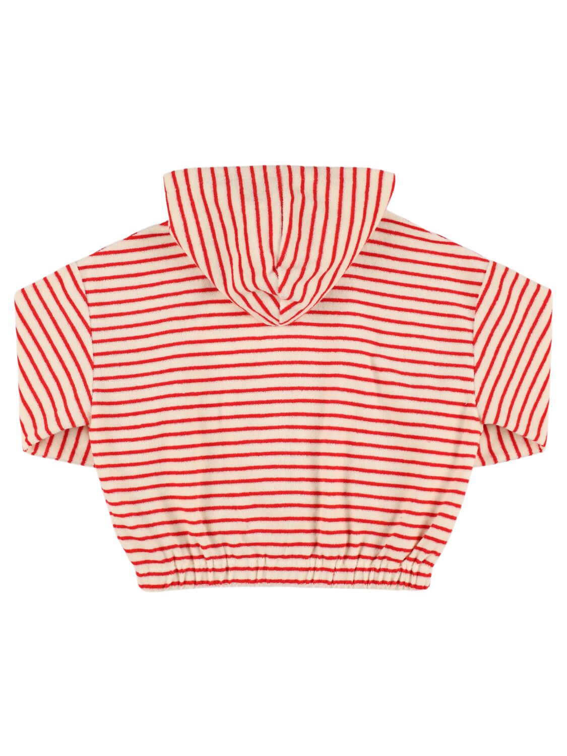 Shop Jellymallow Striped Cotton Blend Zip Hoodie In Red