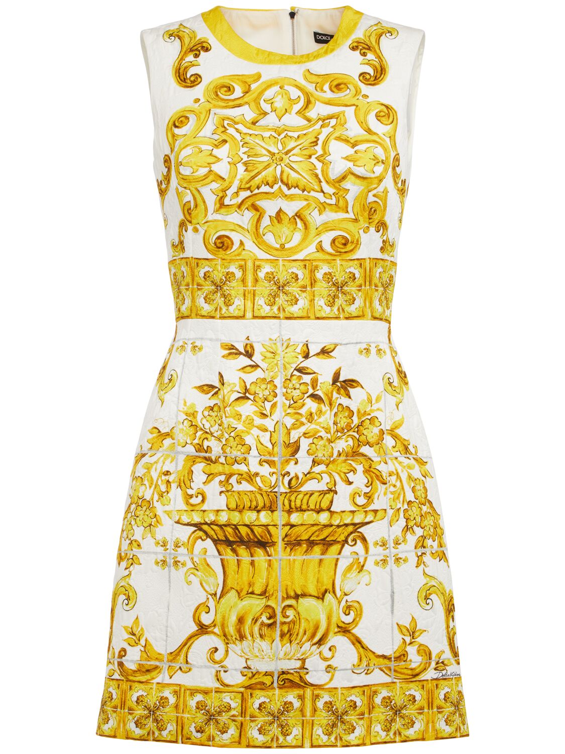 Dolce & Gabbana Printed Sleeveless Mini Dress In 黄色/多色