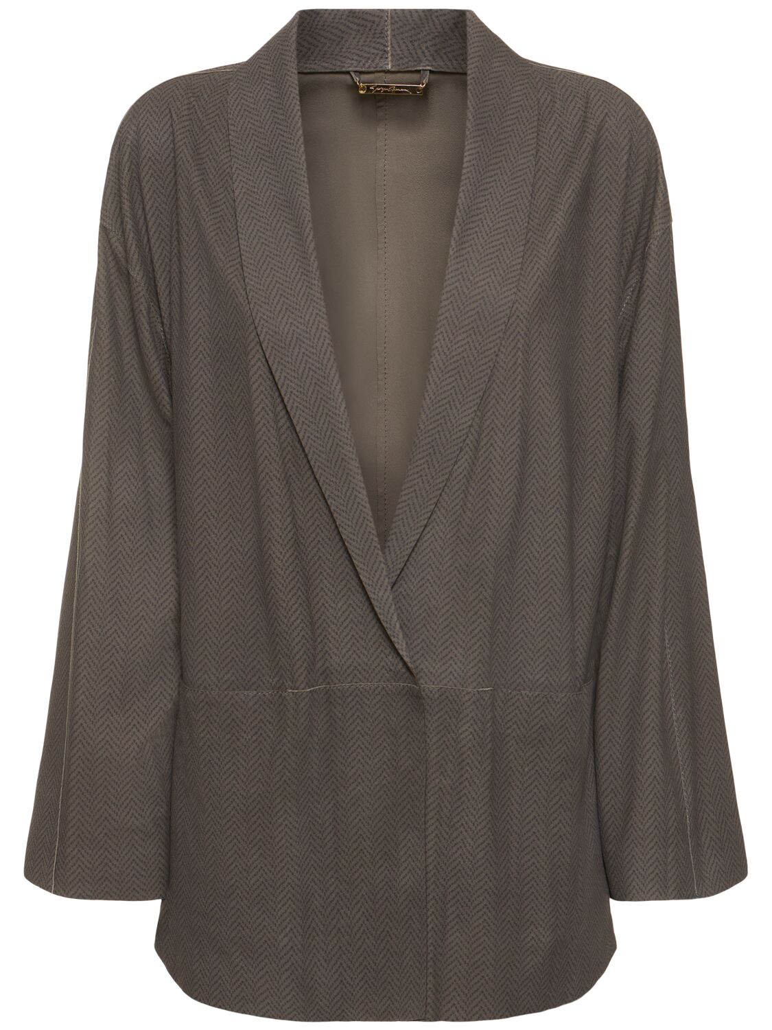 Giorgio Armani Single Breasted Suede Caban Jacket In Brown