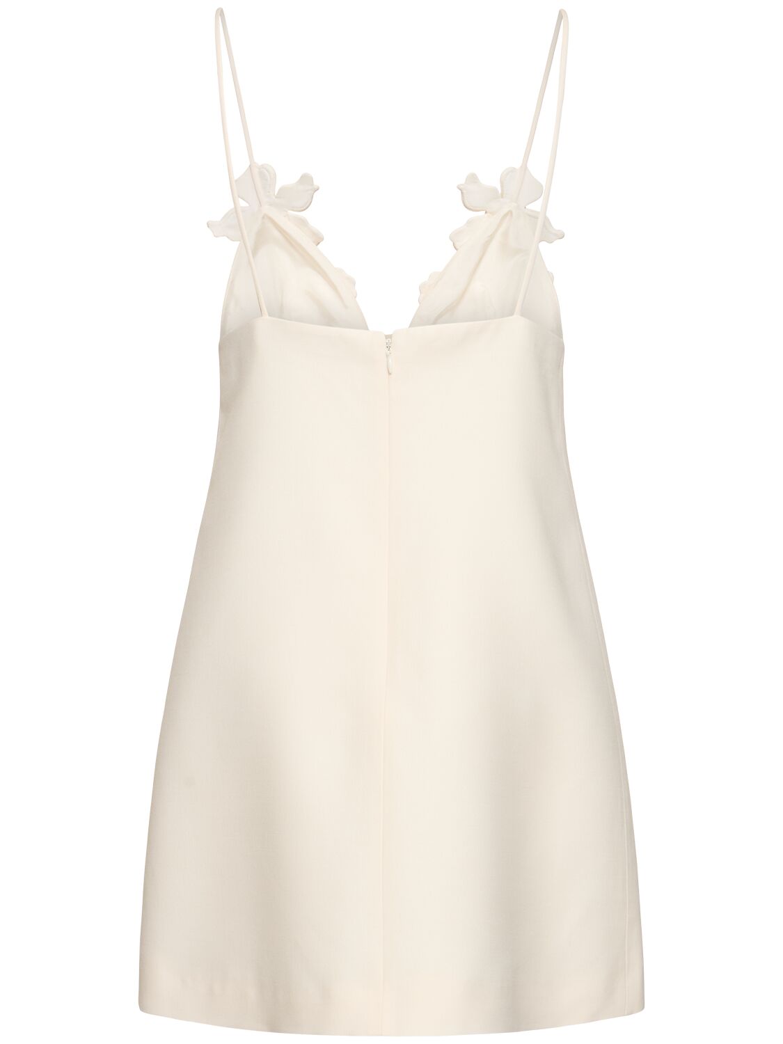 Shop Valentino Embroidered Crepe Mini Dress In Ivory