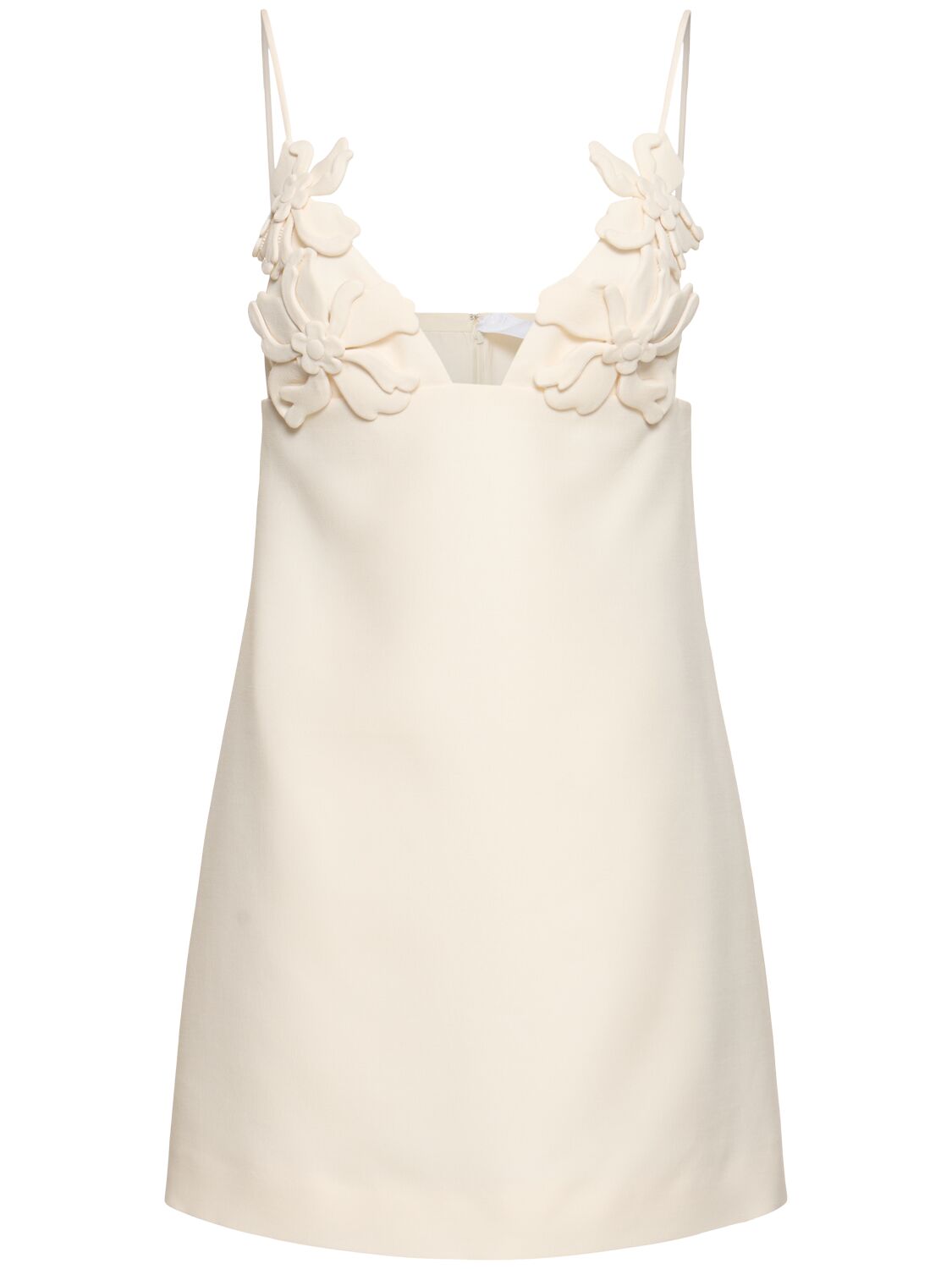 Shop Valentino Embroidered Crepe Mini Dress In Ivory
