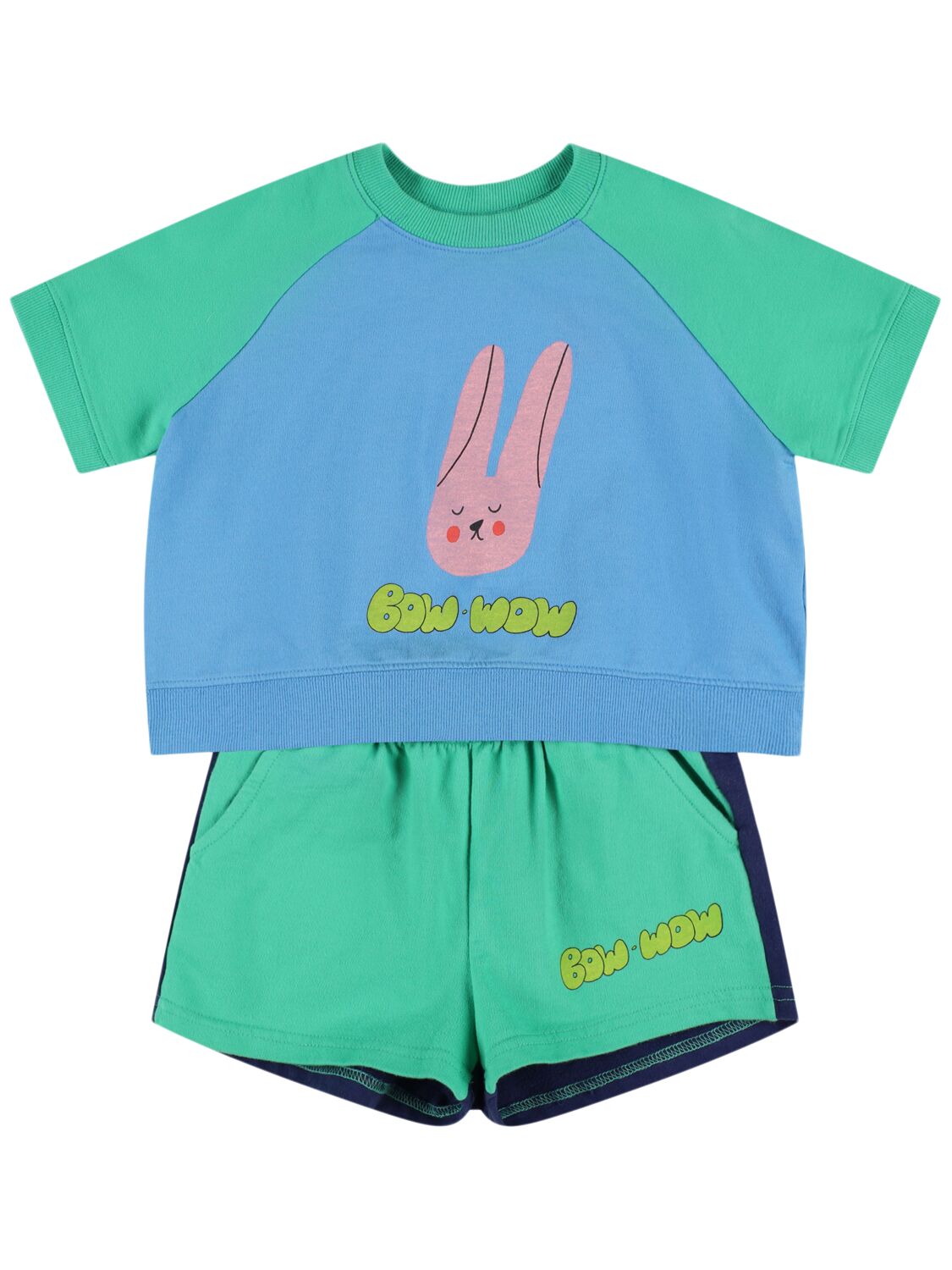 Jellymallow Babies' Cotton Jersey T-shirt & Sweat Shorts In Light Green