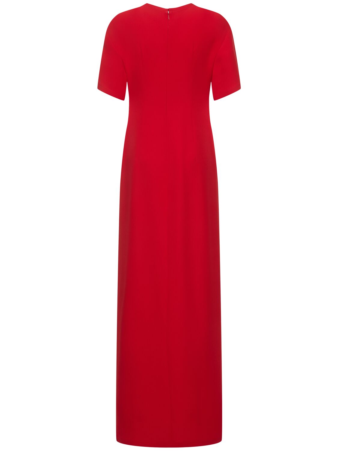 Shop Valentino Silk Cady Short Sleeve Long Dress In Red