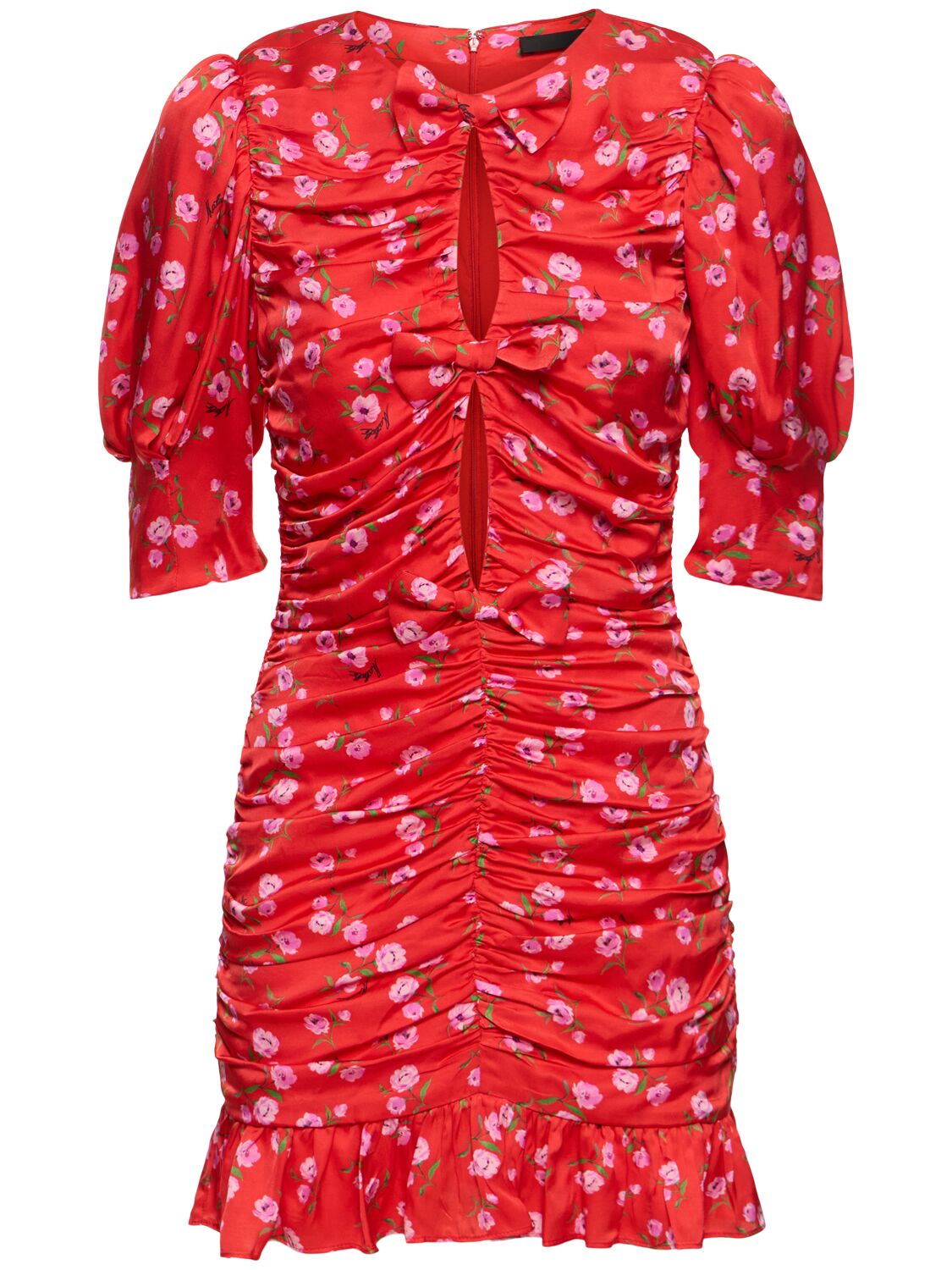 Shop Rotate Birger Christensen Tulliana Printed Viscose Mini Dress In Red,multi