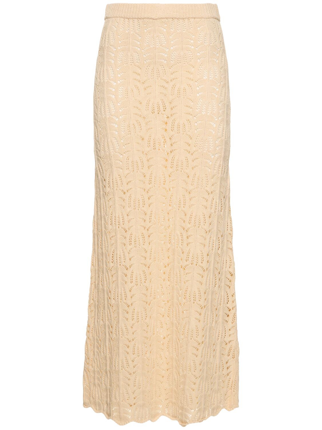 The Garment Egypt Crochet Cotton Linen Long Skirt In Bone