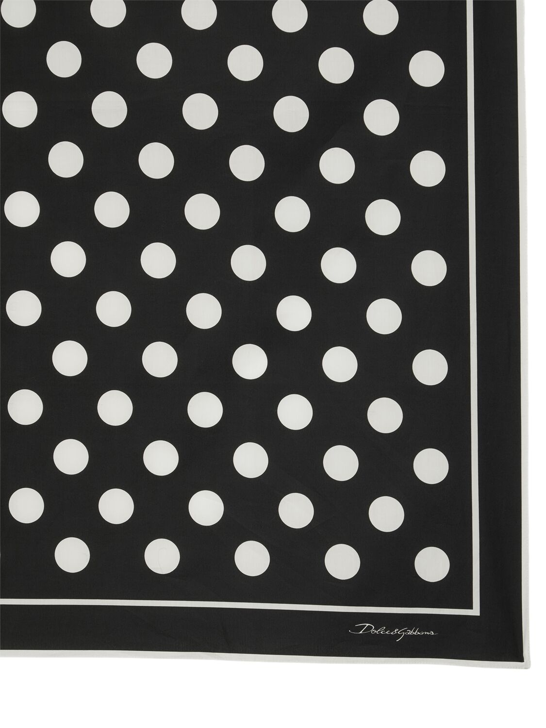 Shop Dolce & Gabbana Micro Polka Dot Cotton Twill Scarf In Black