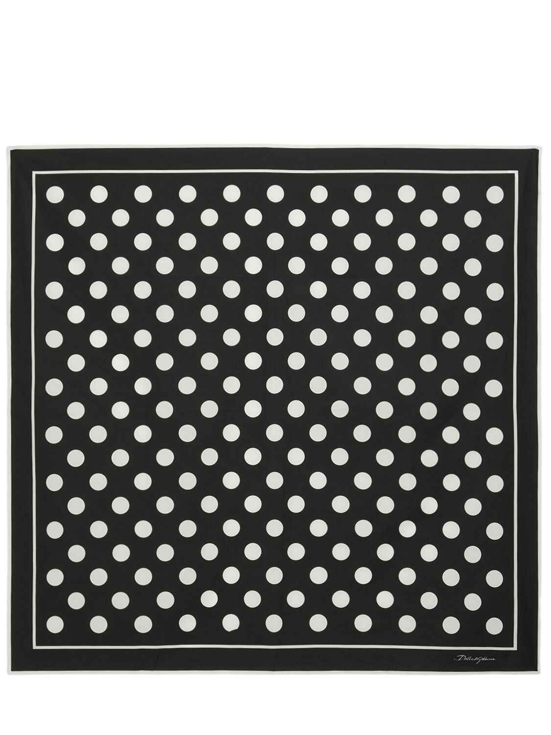 Dolce & Gabbana Micro Polka Dot Printed Silk Twill Scarf In Black