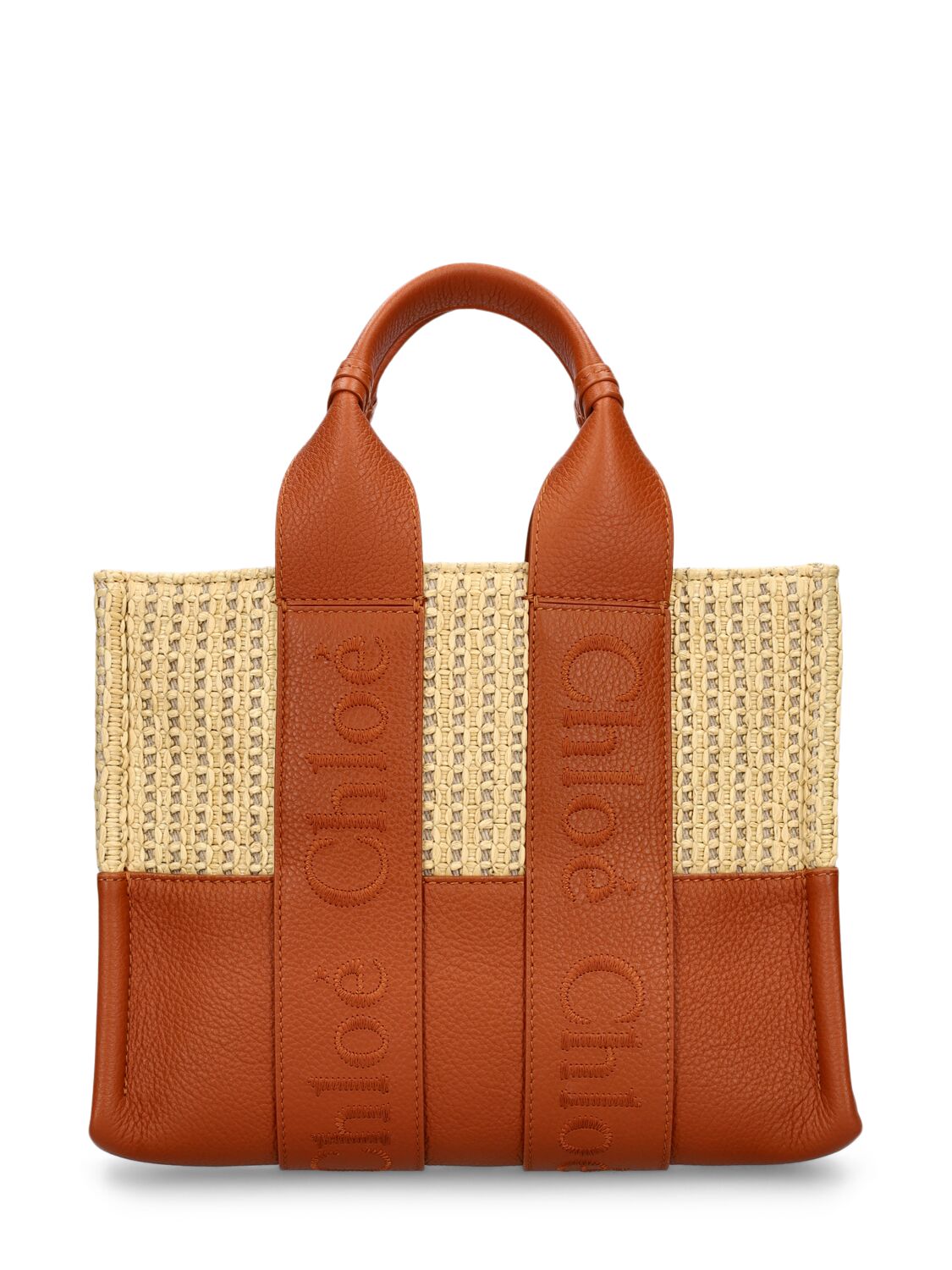 Image of Woody Raffia & Grained Leather Bag