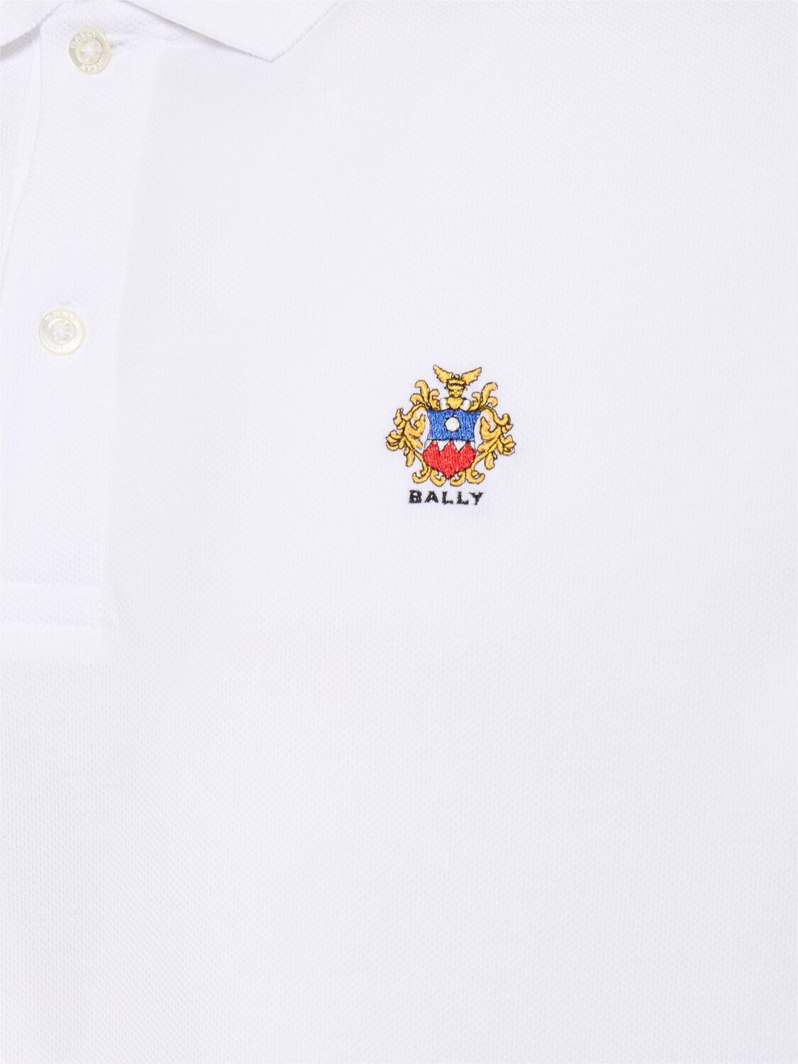 Shop Bally Cotton Logo Piquet Polo In White