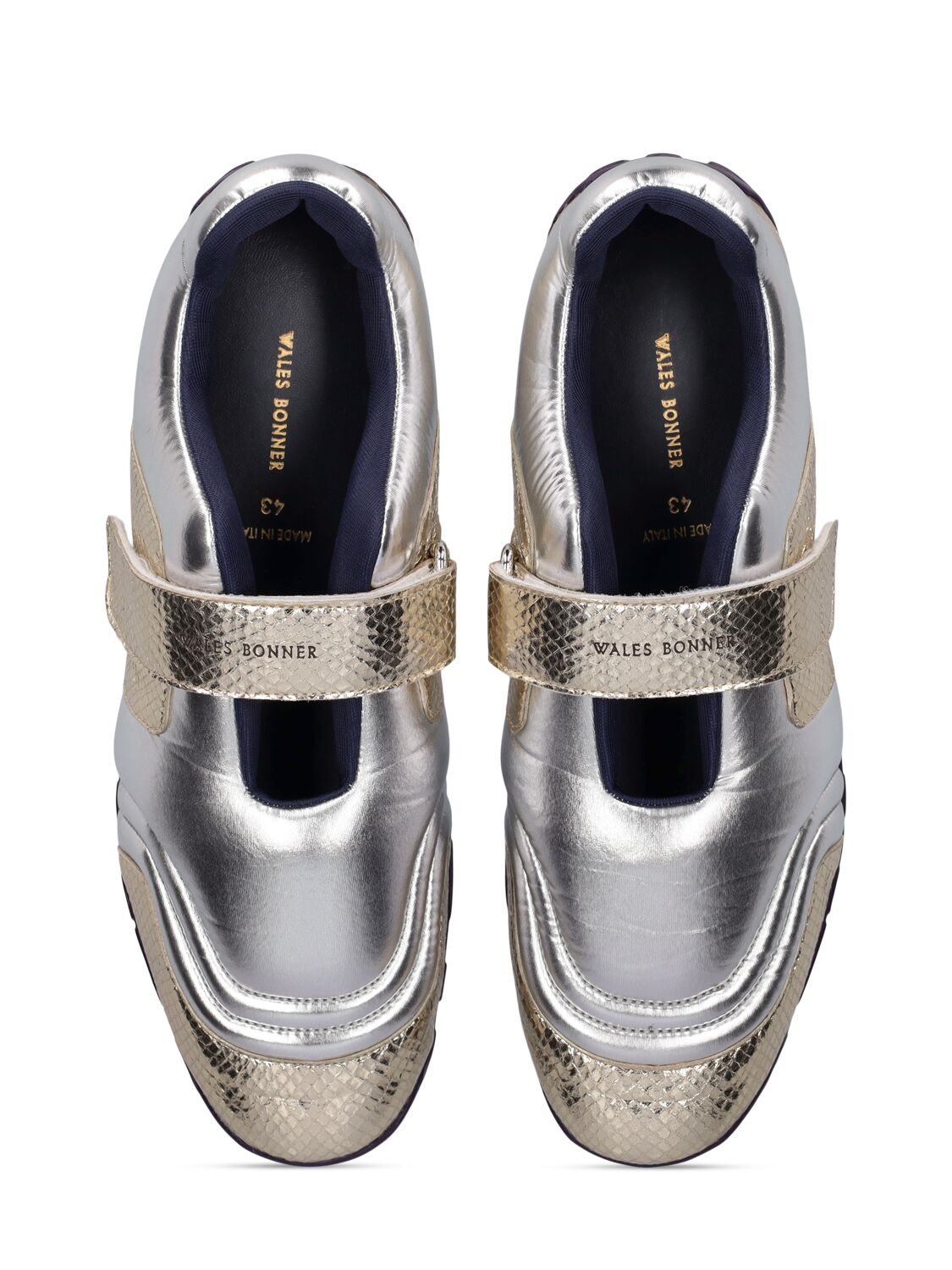 Shop Wales Bonner Printed Croco Metallic Leather Sneakers In Gold