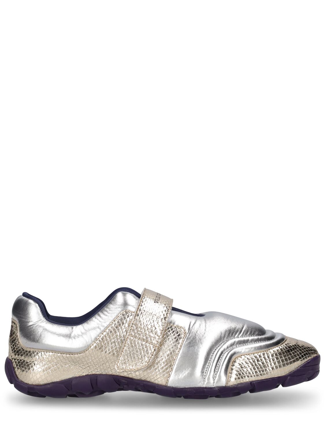 Wales Bonner Printed Croco Metallic Leather Trainers In Gold