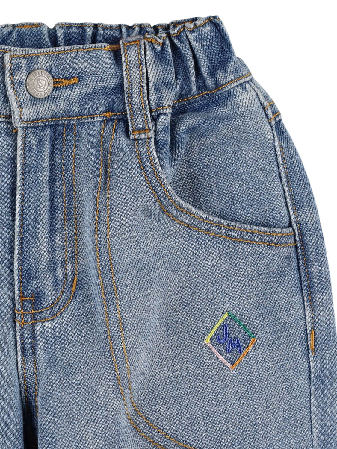 Shop Jellymallow Cotton Denim Jeans In Light Blue