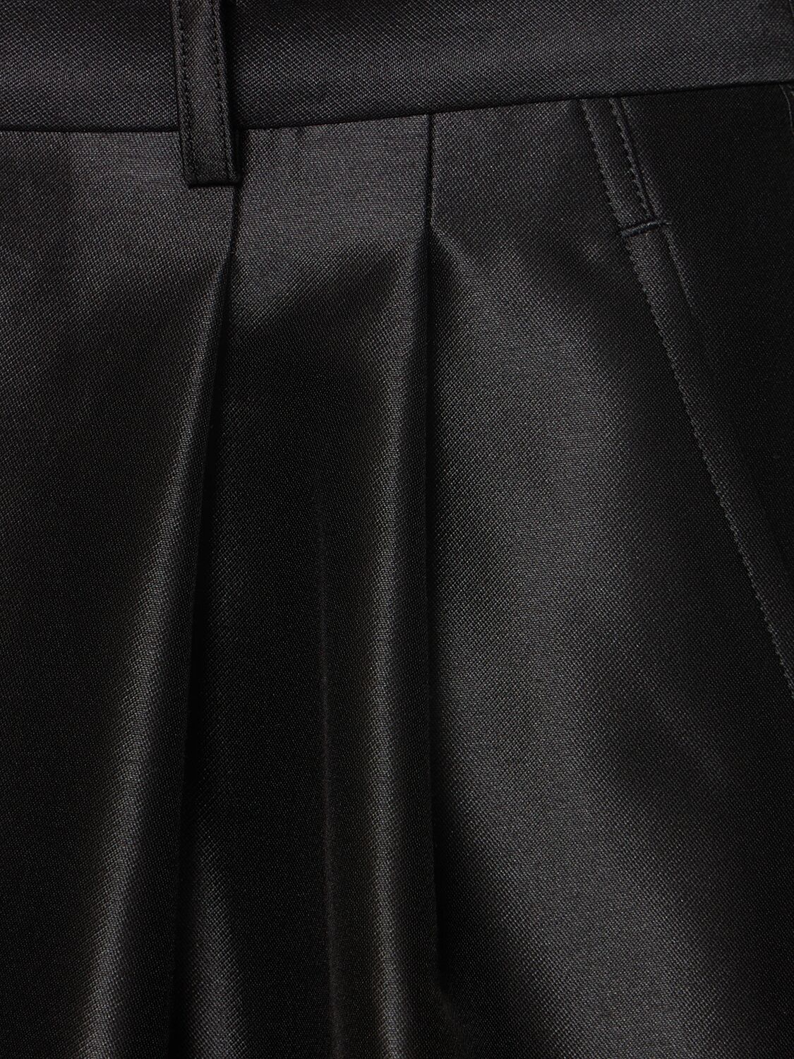 Shop Comme Des Garçons Pleated Cotton & Silk Shorts In Black