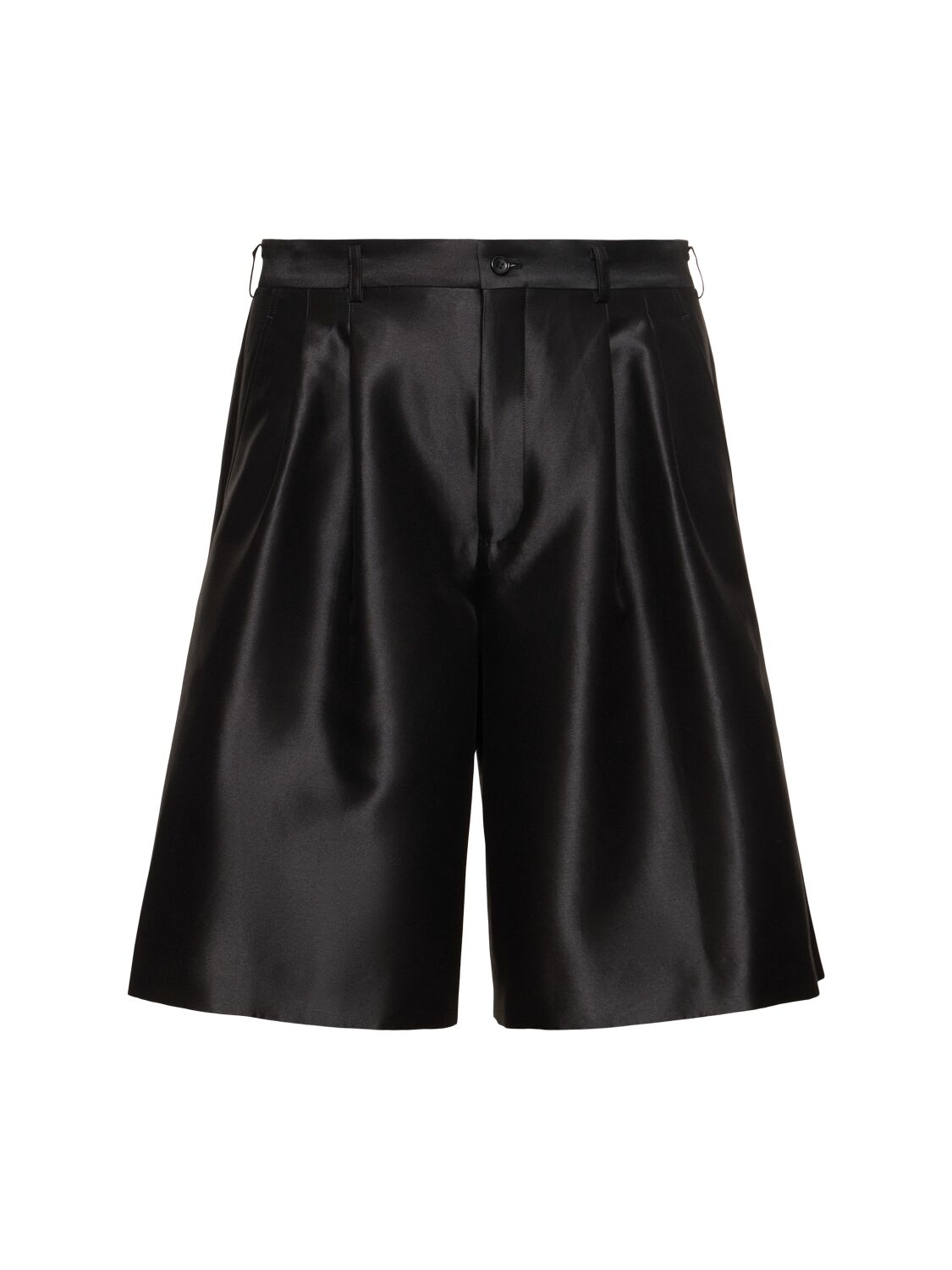 Comme Des Garçons Pleated Cotton & Silk Shorts In Black