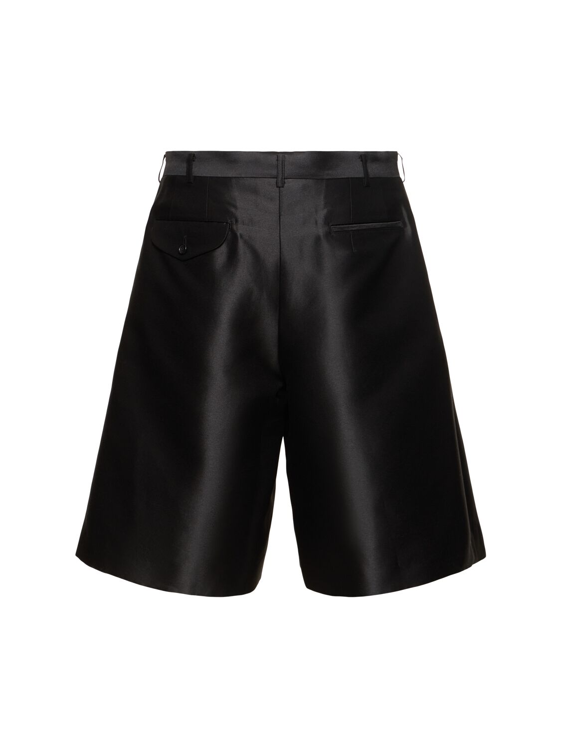 Shop Comme Des Garçons Pleated Cotton & Silk Shorts In Black