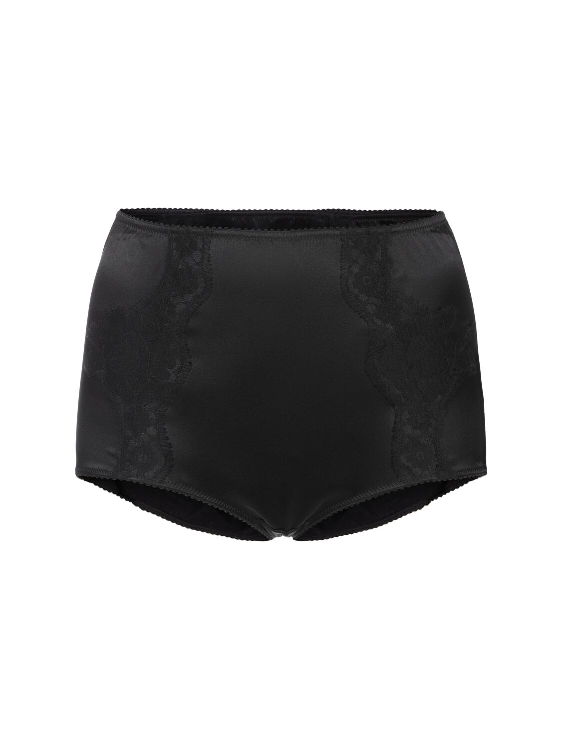 Dolce & Gabbana Silk Satin Stretch Briefs W/lace Detail In Black