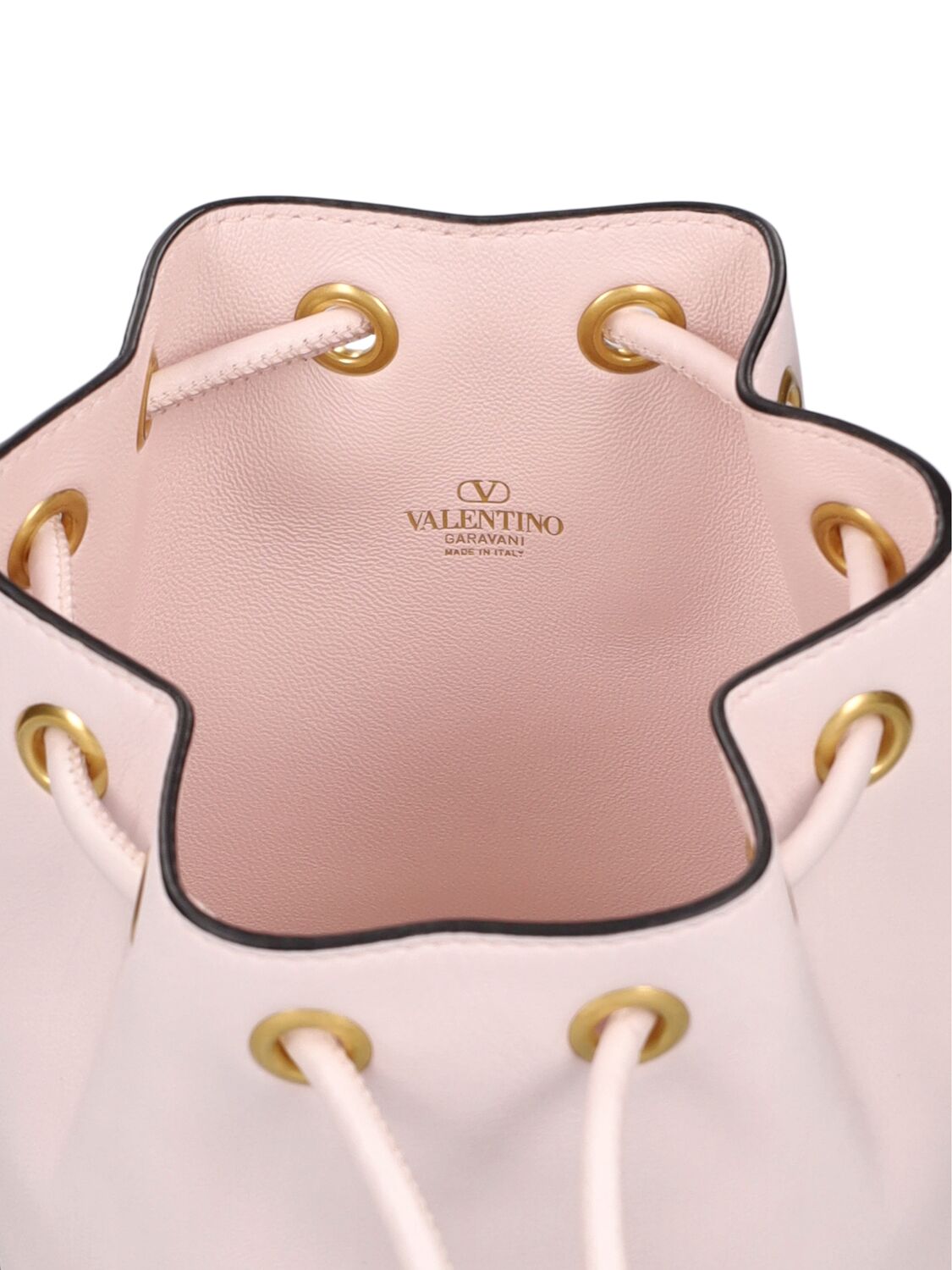 Shop Valentino Mini Vlogo Signature Drawstring Bag In Mauve Morn