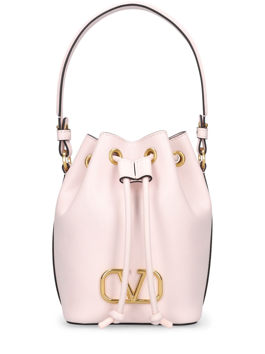 Shop Valentino Mini Vlogo Signature Drawstring Bag In Mauve Morn